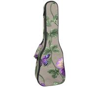Custodia per ukulele da concerto, quadrifoglio, fiori, viole del pensiero, foglie e farfalle, morbida e spessa, imbottitura in spugna spessa 10 mm, Multicolore 02, 25.9x9x3.1in/66x23x8cm, Organizer