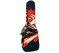 Custodia per ukulele da concerto vintage con auto da corsa con bandiera a scacchi morbida e spessa imbottitura in spugna spessa 10 mm, Multicolore 01, 25.9x9x3.1in/66x23x8cm, Organizer per borse