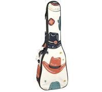 Custodia per ukulele da concerto Wild West Cowboy cappello cactus morbido spesso imbottito ukulele zaino 10 mm di spessore imbottitura in spugna, Multicolore 05, 25.9x9x3.1in/66x23x8cm, Organizer per