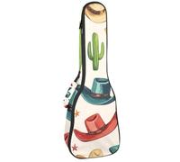 Custodia per ukulele da concerto Wild West Cowboy cappello cactus morbido spesso imbottito ukulele zaino 10 mm di spessore imbottitura in spugna, Multicolore 04, 25.9x9x3.1in/66x23x8cm, Organizer per