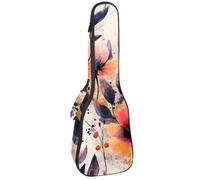 Custodia per ukulele imbottita spessa 1,1 cm, stile vintage con teschio occidentale floreale e ossa di fiori, impermeabile, dimensioni da concerto, con contenitore, Multicolore 04, 25.9x9x3.1in