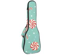 Custodia per ukulele, senza cuciture, motivo natalizio con bastoncini di zucchero e agrifoglio, borsa imbottita per ukulele da concerto da 58 cm, impermeabile e durevole, Multicolore 02, 25.9x9x3.1in