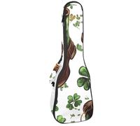 Custodia per ukulele St Patrick Day Green Shamrocks and Horseshoes, borsa imbottita per ukulele da concerto da 58 cm, impermeabile e durevole, Multicolore 01, 25.9x9x3.1in/66x23x8cm, Organizer per