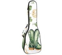 Custodia per ukulele St Patrick Day Green Shamrocks and Horseshoes, borsa imbottita per ukulele da concerto da 58 cm, impermeabile e durevole, Multicolore 06, 25.9x9x3.1in/66x23x8cm, Organizer per