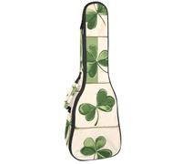 Custodia per ukulele St Patrick Day Green Shamrocks and Horseshoes, borsa imbottita per ukulele da concerto da 58 cm, impermeabile e durevole, Multicolore 09, 25.9x9x3.1in/66x23x8cm, Organizer per