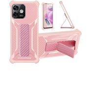 Custodia per Ulefone Note 16 Pro Coque Custodia Case Ibrida [Con protezione dello schermo in vetro temperato] [supporto magnetico pieghevole] [resistente alle impronte digitali smerigliato] Rosa