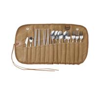 Custodia per utensili, borsa per utensili da campeggio | Borsa portaposate riutilizzabile arrotolabile | Borsa portaoggetti per stoviglie da appendere all'aperto multi-slot, custodia per argenteria Bo