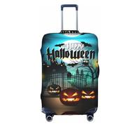 Custodia per valigia trolley con gufo zucca happy halloween elastico lavabile antigraffio adatto per 45,7-81,3 cm, bianco, m