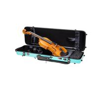 Custodia per violino Crossrock Poly Carbon oblunga per 4/4 Full-Size | Finitura blu menta opaca | Custodia per accessori con igrometro e spartito