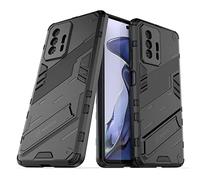 Custodia per Xiaomi Mi 11T/Mi 11T Pro Con Design del Supporto Armatura Resistente Elegante Agli Urti Ibrida Rinforzata Custodia Dura Bumper Case Cover (Xiaomi Mi 11T/Mi 11T Pro, Nero)