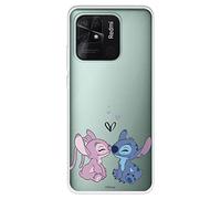 Custodia per Xiaomi Redmi 10C Poco C40 Ufficiale di Lilo & Stitch Angel & Stitch Bacio Trasparente per proteggere il tuo cellulare Cover per Xiaomi in Silicone Flessibile con Licenza Ufficiale