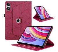 Custodia per Xiaomi Redmi Pad Pro 12.1 Pollici 2024 Pelle PU Flip Tablet Case con Supporto Girevole di 360° Protettiva Cover AntiGraffio Antiurto, Rosso