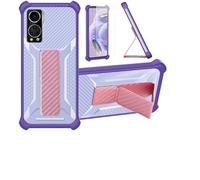 Custodia per Zte Axon 30 5g Coque Custodia Case Ibrida [con Protezione dello Schermo in Vetro temperato] [Supporto Magnetico Pieghevole] [Resistente alle Impronte digitali Smerigliato] Viola