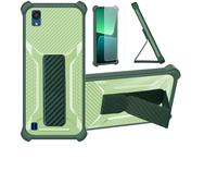 Custodia per Zte Blade A5 2019 Coque Custodia Case Ibrida [Con protezione dello schermo in vetro temperato] [supporto magnetico pieghevole] [resistente alle impronte digitali smerigliato] verde