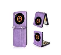 Custodia per ZTE Nubia Flip2, custodia protettiva compatibile con ZTE Libero Flip2 Vieni con scheda di inserimento e cordino - Custodia flip in pelle integrata con molteplici funzioni, viola