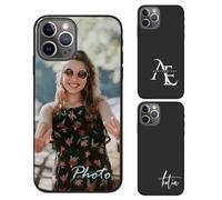 Custodia Personalizzata Compatibile con Apple iPhone 12 Pro 2020 - Cover Personalizzata con Foto, Logo o Testo, Protettiva in Silicone TPU, Custodie Sottili Morbide Antiurto Unico Regalo, Nero