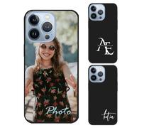 Custodia Personalizzata Compatibile con Apple iPhone 13 Pro 2021 - Cover Personalizzata con Foto, Logo o Testo, Protettiva in Silicone TPU, Custodia Sottile Morbida Antiurto, Regalo Unico, Nero