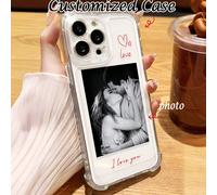 Custodia personalizzata con elemento a forma di cuore, antiurto, adatta per anniversari di coppia, compleanni, ritratti personali, amicizia, animali domestici, compatibile con modelli A13, A14, A15, A