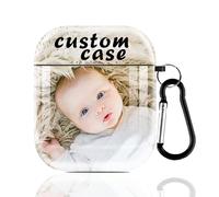 Custodia personalizzata per AirPod con foto, personalizzabile con la tua foto e testo, custodia protettiva resistente, compatibile con AirPods di prima e seconda generazione, ideale con