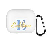 Custodia personalizzata per AirPods 2 lati per Apple AirPods di terza generazione, custodia protettiva in TPU morbida fai da te con nome e foto, custodia regalo personalizzata con portachiavi (bianco)
