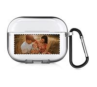 Custodia personalizzata per AirPods Apple AirPods Pro, personalizzata con immagine e testo, custodia morbida in TPU per regalo di San Valentino (trasparente)