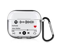 Custodia personalizzata per AirPods su 2 lati per Apple AirPods di terza generazione 2021, cover in stile musicale con codice Spotify scannerizzabile, custodia regalo personalizzata (trasparente)