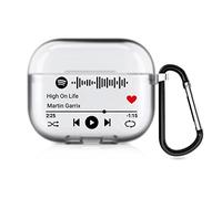 Custodia personalizzata per AirPods su 2 lati per Apple AirPods di terza generazione 2021, cover in stile musicale con codice Spotify scannerizzabile, custodia regalo personalizzata (semitrasparente)