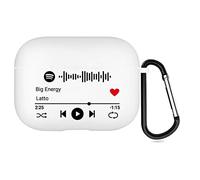 Custodia personalizzata per AirPods su 2 lati per Apple AirPods Pro 2nd 2022, cover in stile musicale con codice Spotify scansionabile, custodia regalo personalizzata (bianco)