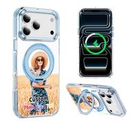 Custodia personalizzata per iPhone 17 Pro Max Air 17e 16e 16 Plus 15 14 13 compatibile con supporto ad anello MagSafe, testo con logo fotografico personalizzato, cover magnetica antiurto per ricarica