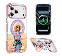 Custodia personalizzata per iPhone 17 Pro Max Air 17e 16e 16 Plus 15 14 13 compatibile con supporto ad anello MagSafe, testo con logo fotografico personalizzato, copertura magnetica antiurto per
