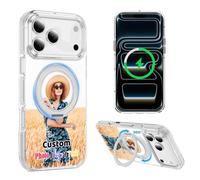 Custodia personalizzata per iPhone 17 Pro Max Air 17e 16e 16 Plus 15 14 13 compatibile con supporto ad anello MagSafe, testo con logo fotografico personalizzato, copertura magnetica antiurto per