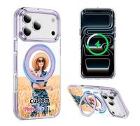 Custodia personalizzata per iPhone 17 Pro Max Air 17e 16e 16 Plus 15 14 13 compatibile con supporto ad anello MagSafe, testo con logo fotografico personalizzato, cover magnetica antiurto per ricarica