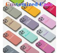 Custodia personalizzata per telefono con design alla moda, a forma di cuore, con firma e lettera, rosa e albicocca, compatibile con 11 Pro/13 Pro/15 Pro Max, XR, 12, 13, 15, 16 Pro Max. Carino, colora