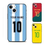Custodia personalizzata per telefono con nome e numero della Coppa del Mondo di calcio, custodia personalizzata per uomini e ragazzi, compatibile con iPhone 11-17 e Galaxy S21-S25 Series colorata