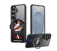 Custodia personalizzata personalizzata per Samsung Galaxy S26, logo/foto con monogramma del nome iniziale, supporto magnetico girevole a 360°, protezione di grado militare, paraurti antiscivolo