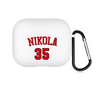 Custodia personalizzata su 2 lati compatibile con Apple Air Pods 3rd Generation 2021, Cover personalizzata in stile Jersey Sport con i propri nomi e numeri (Bianco)