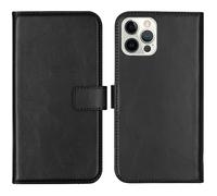 Custodia pieghevole in vera pelle Selencia Apple iPhone 12 (Pro) - nera