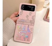 Custodia pieghevole per telefono con gradiente laser di fuochi d'artificio da sogno e castello, compatibile con Samsung Galaxy ZFlip7, ZFlip6, ZFlip5, Z Flip 4, Z Flip 3 5G, elegante e carino, con ret