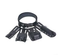 Custodia porta attrezzi in pelle 5 in 1 design per livella e chiave ergonomica, per lunghe ore di lavoro (nero)