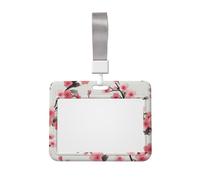 Custodia porta badge con fiore di ciliegio con cordino scorrevole porta carte d'identità, custodia protettiva verticale per donne e uomini