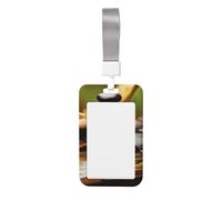 Custodia porta badge con stampa di pietre e spa con olio sul legno vicino a uno stagno, porta carte di identità verticale con cordino per ufficio