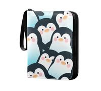 Custodia porta carte album con maniche rimovibili su entrambi i lati per gioco, collezione di carte da baseball cartone animato carino pinguino blu nero