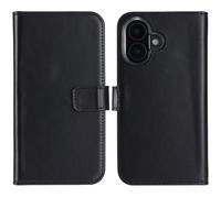SELENCIA porta carte in vera pelle Cover per Apple iPhone 16 Plus, Nero