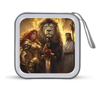 Custodia porta CD con leone e dio donna guerrieri di Dio, portatile, capacità 40, organizer per DVD da viaggio in auto