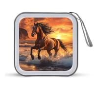Custodia porta CD portatile con cavallo al galoppo, capacità 40, organizer per DVD da viaggio in auto