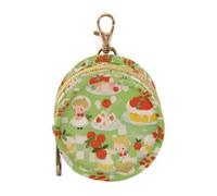 Custodia porta ciuccio con torta di frutta e cartone animato, verde, con cerniera e clip, portamonete, borsa a portafoglio, articoli neutri per bambini