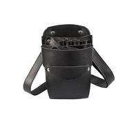 Custodia porta forbici da barbiere in pelle PU con 6 tasche e cintura for salone di parrucchiere(Black)