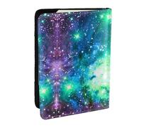 Custodia porta passaporto con stampa galassia verde blu viola per viaggi, organizer da viaggio porta carte di credito porta passaporto libro, Nero , Taglia unica