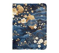 Custodia porta passaporto in pelle blu e oro retrò romantico fiori combo viaggio passaporto portafoglio badge vaccino porta carte d'identità portafoglio leggero