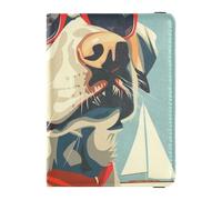 Custodia porta passaporto in pelle color pastello con labrador retriever e spiaggia nautica oceanica, custodia per passaporto, badge, carta d'identità, vaccino, portafoglio leggero, Labrador Retriever